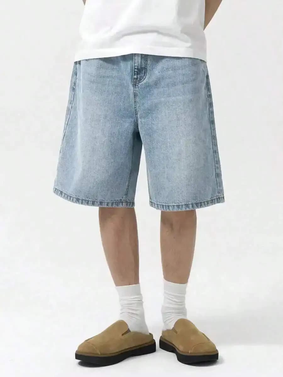 Mens Loose Casual Denim Bermuda Shorts With Pockets Summer Jorts
