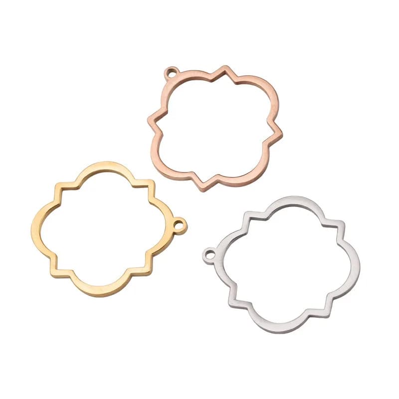 Fnixtar 10pcs/lot Stainless Steel Geometry DIY Pendant Charms Necklace Earring Stud Accessories 24mm Jewelry Making Gift