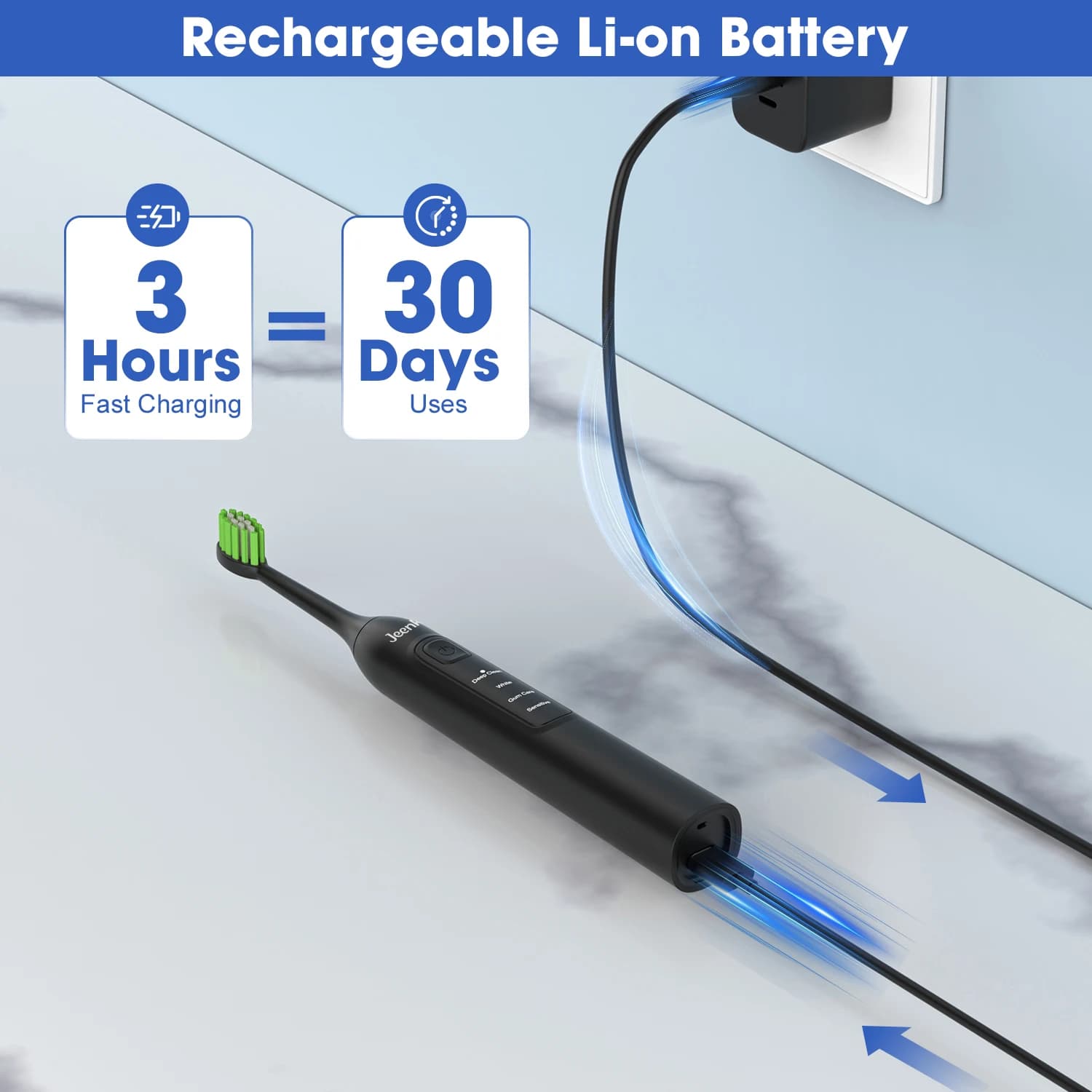 Sonic Jeenk electric toothbrush with JK-Y05 USB charging, rechargeable, waterproof, with adult spare heads
