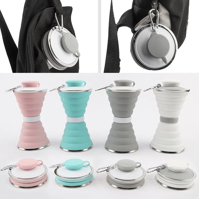 Borraccia Sportiva Pieghevole in Silicone da 500mL, Bottiglia Morbida Portatile per Acqua, Tazza Pieghevole in Silicone per Alimenti
