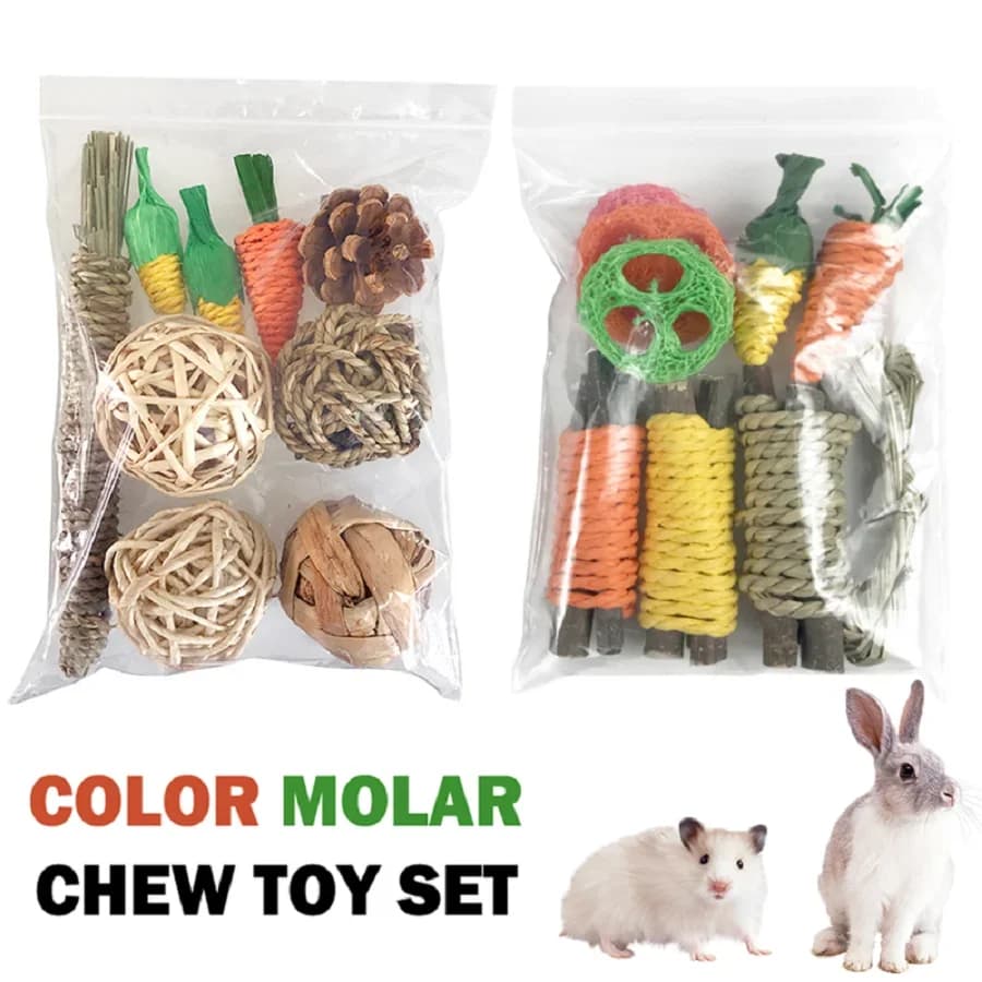 Giocattolo Divertente per Conigli, Porcellini d'India, Gatti, Drago, Criceti - Set per la Pulizia dei Denti del Coniglio, Snack per la Pulizia dei Denti degli Animali Domestici