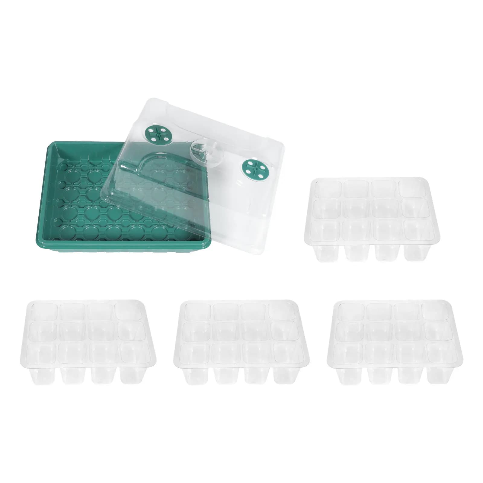 1Set Plant Germination Box PP Material Mini Greenhouse Case 12-Hole Seed Tray for Home Gardening Vegetables Flowers Fruits