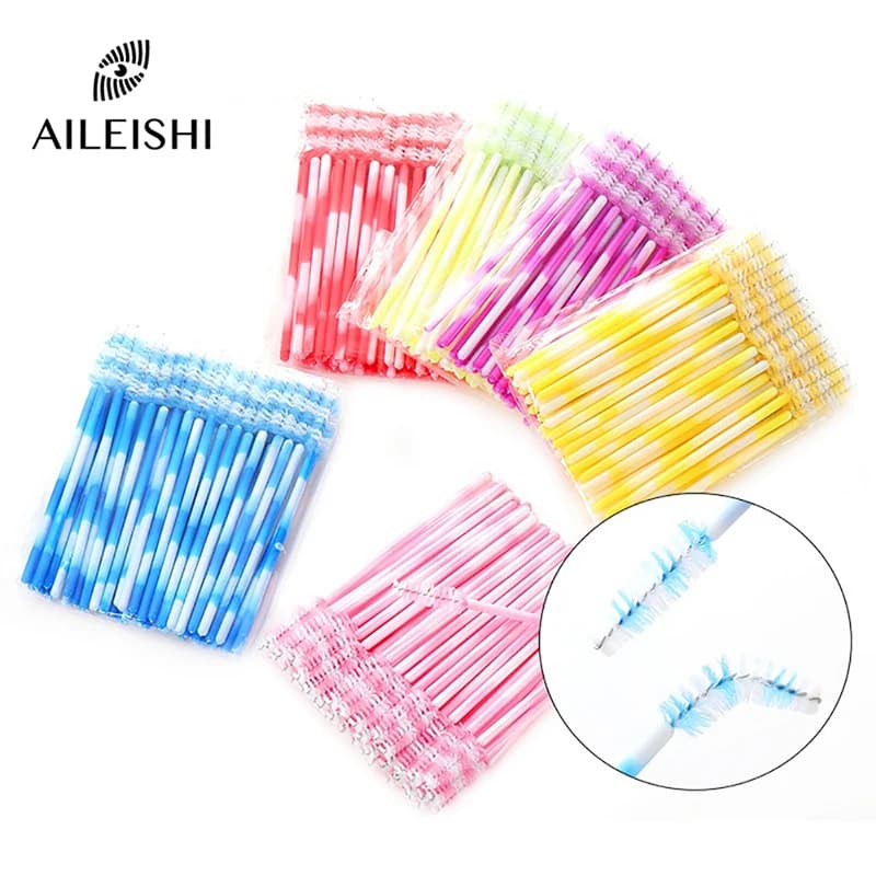 50 pcs disposable eyelash brush extension for eyebrows in Nylon Mascara wand eyelash set of cosmetic tools beauty tools for makeup
