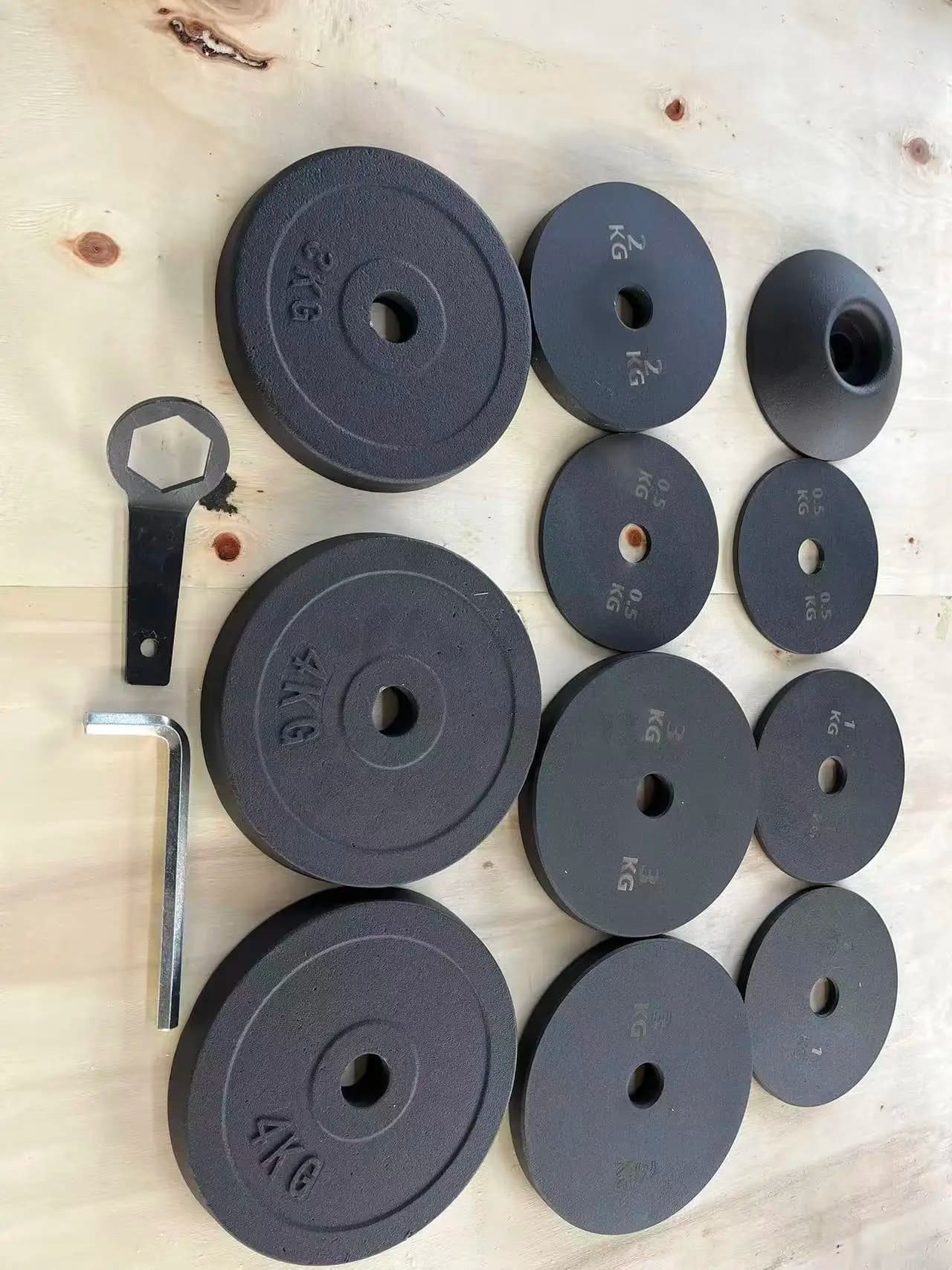 Stainless Steel Competition Kettlebell with Tools like English Key, 34KG Adjustable Kettlebell with Discs