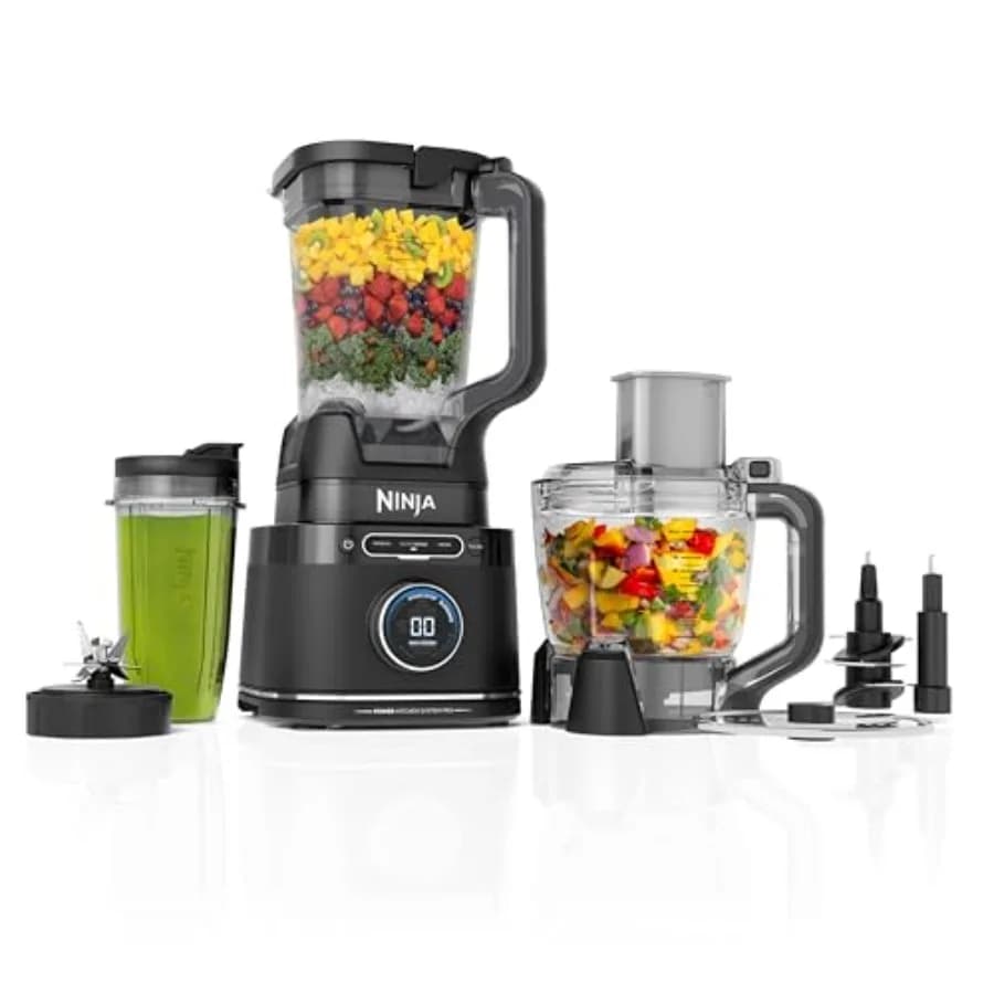 Robot da Cucina Multifunzione All-in-One con Frullatore, Ciotola da 8 Tazze, Bicchiere da 24 oz da Asporto, Tecnologia BlendSense per Frullati, Impasti per Biscotti, Salse