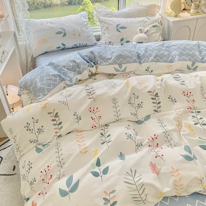 Set of floral bed linen without padding Flat sheet Twin Queen Size Loading Zippered cover Cover for boys and girls