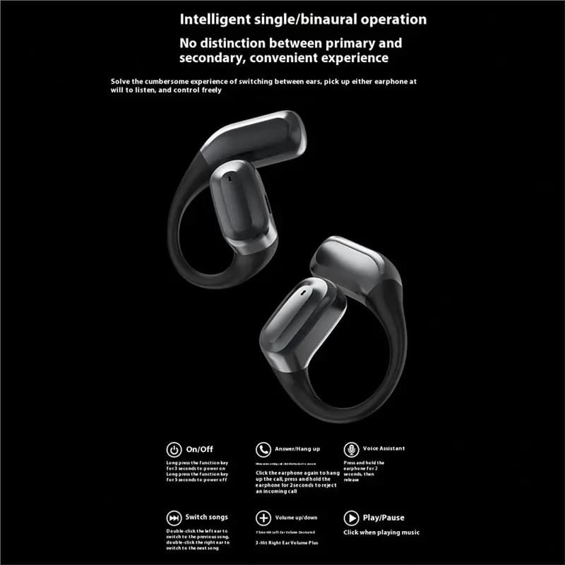 CJSD-Auricolari per traduzione AI in tempo reale, cuffie wireless Bluetooth, auricolari intelligenti multifunzione con touch screen, neri