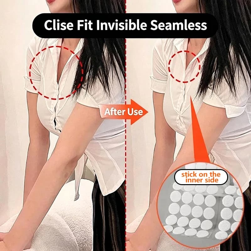 Self-Adhesive Anti-Exposure Tape Dots, Invisible No-Sew Fasteners For Shirts & DIY Crafts, Fixed Sticker Hook And Loop Tape