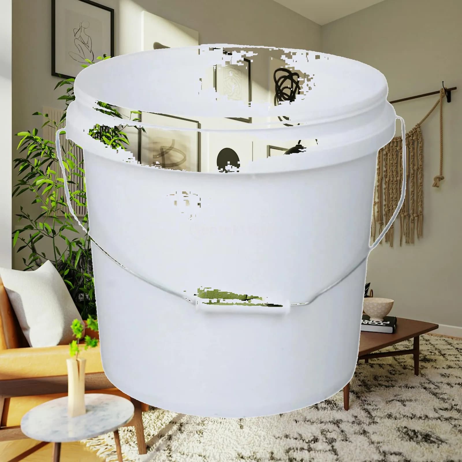 Durable Empty Paint Storage Barrel Lightweight Plastic Craft Pail for Oil Painting Tabletop Art and Food Storage