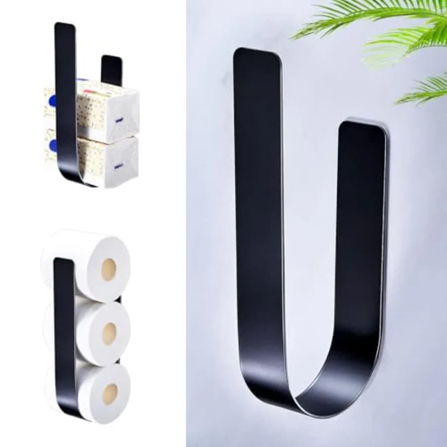 Toilet Paper Storage Wall Mount, Adhesive Toilet Paper Roll Storage for Bathroom Camper, Wall Spare Toilet Paper Holder Extra T