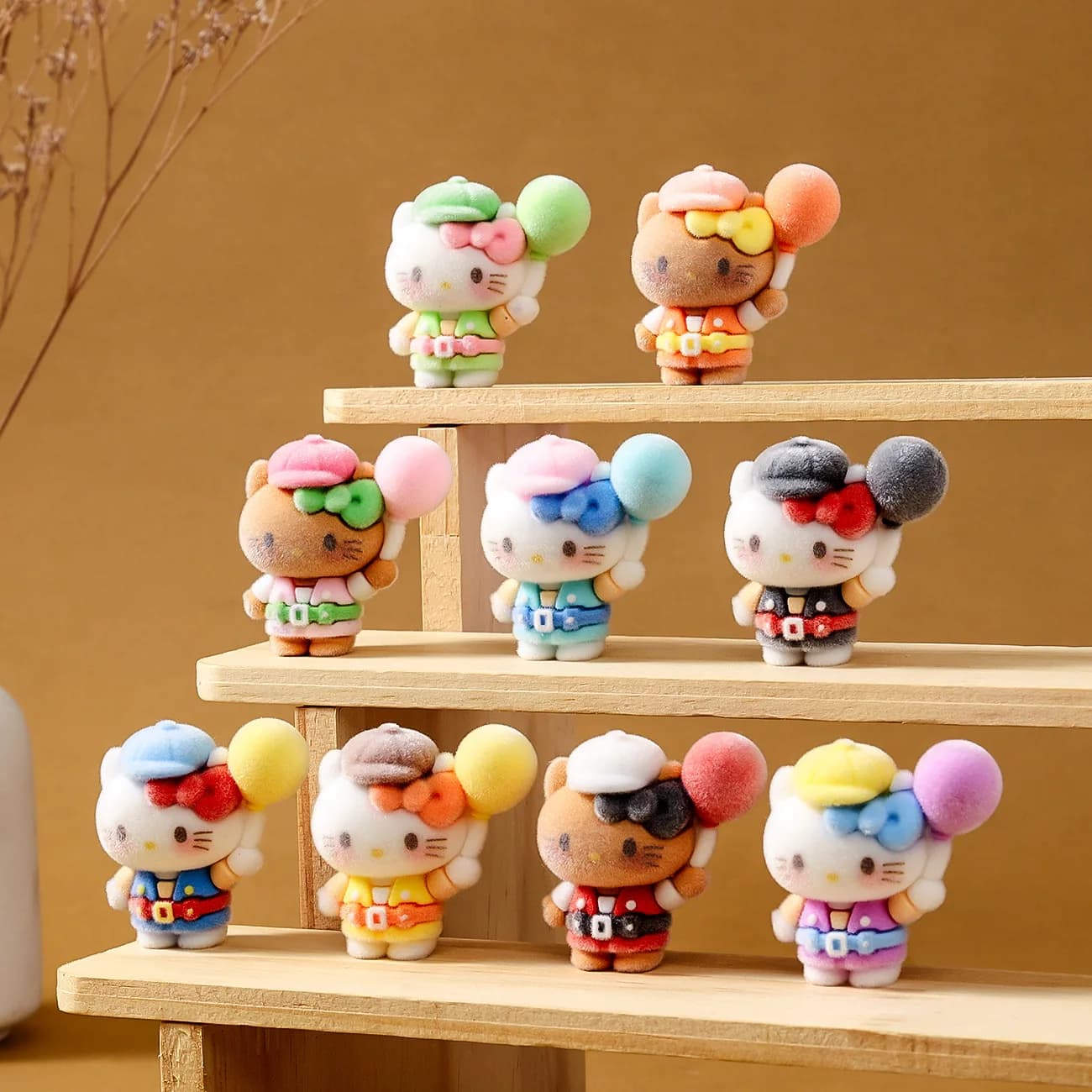Mini Statuetta di Gattino Floccato Kwaii, Piccola Bambola di Gattino, Decorazione per Auto e Scrivania, Accessori Artigianali, Piccoli Regali