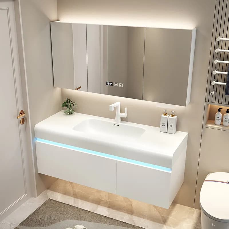 Mobile da Bagno con Specchio e Organizer, Armadietto Salvaspazio per Profumi e Trucchi, Mobile da Bagno di Lusso Moderno, Arredamento per la Casa