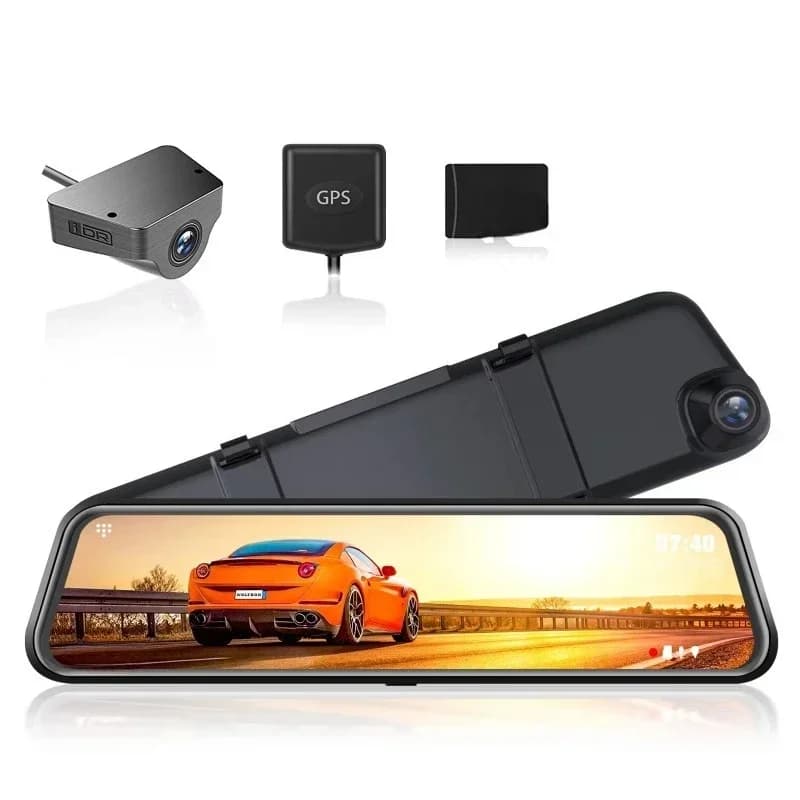12'' Touch Screen Mirror Front and Rear Double Dual Car Dvr App Control Wifi Dash Cam