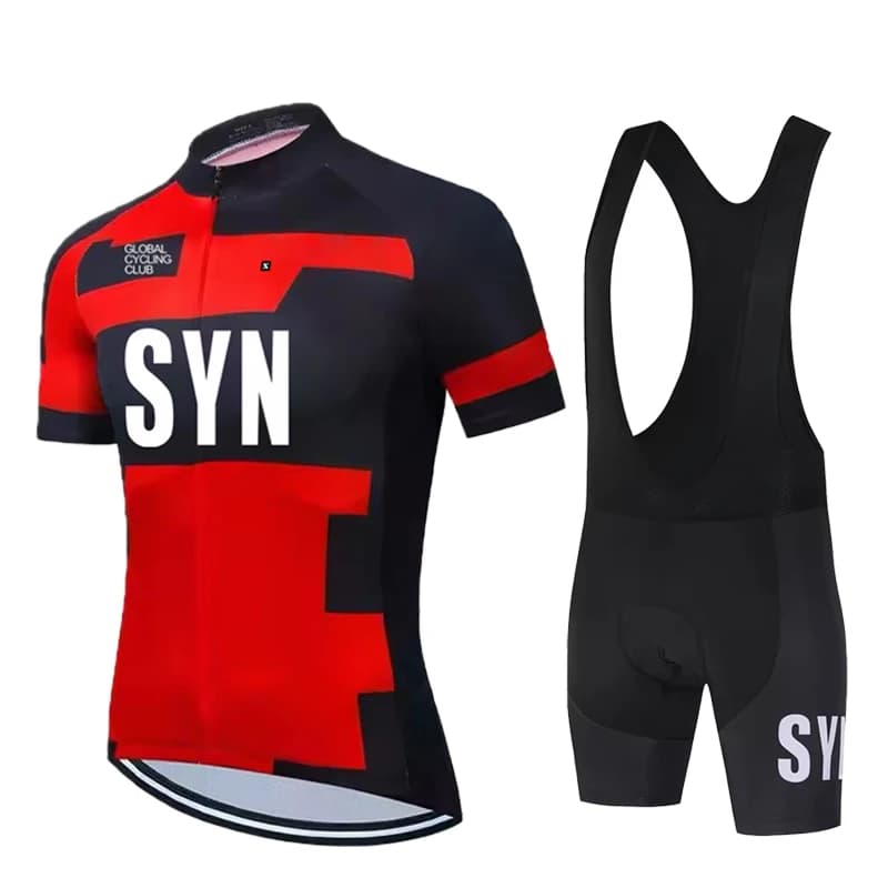 Men's summer cycling jersey SYN short sleeves, fast-drying sportswear, complete set for mountain bike cycling and outdoor cycling.