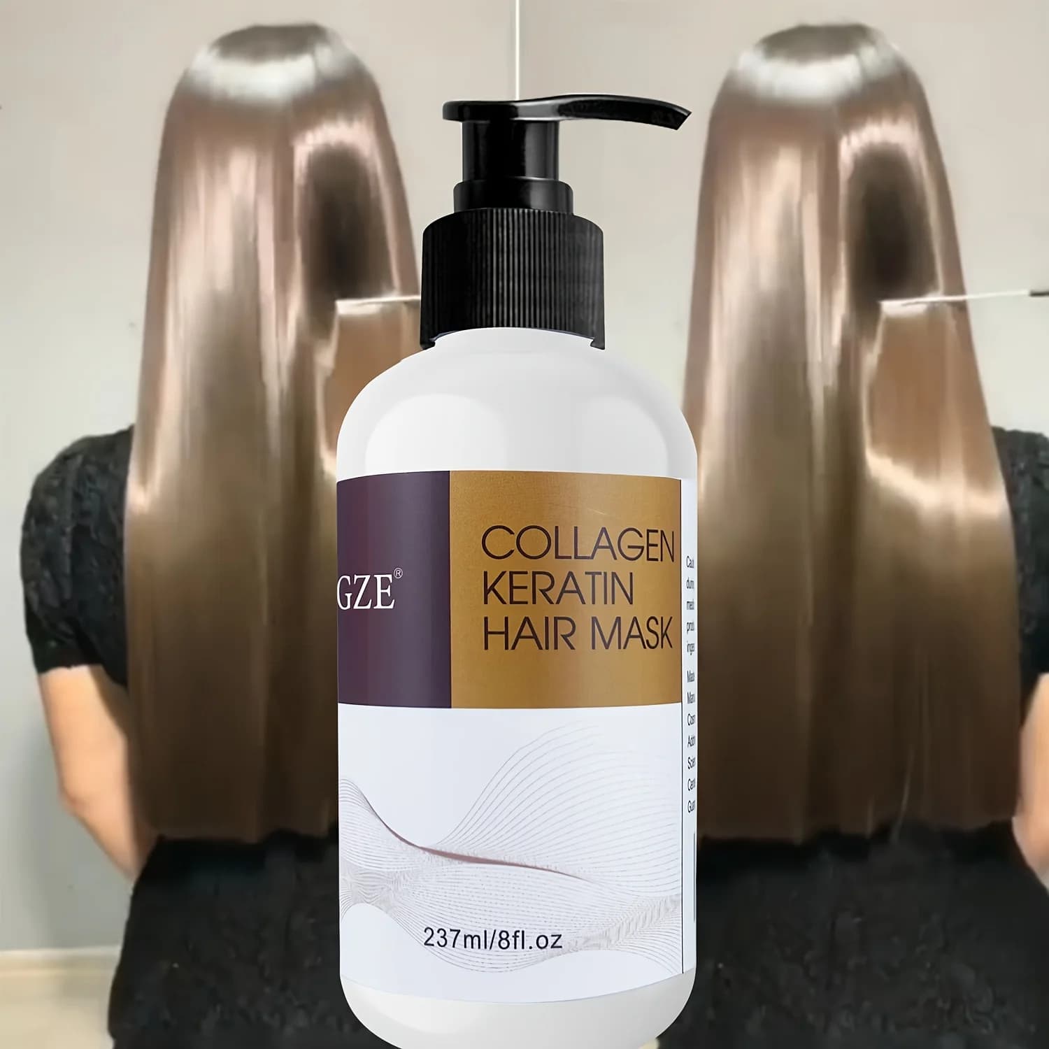 Maschera per capelli alla cheratina al collagene GZE - Condizionamento profondo per capelli secchi - Infuso con olio di argan, olio di cocco e burro di karitè