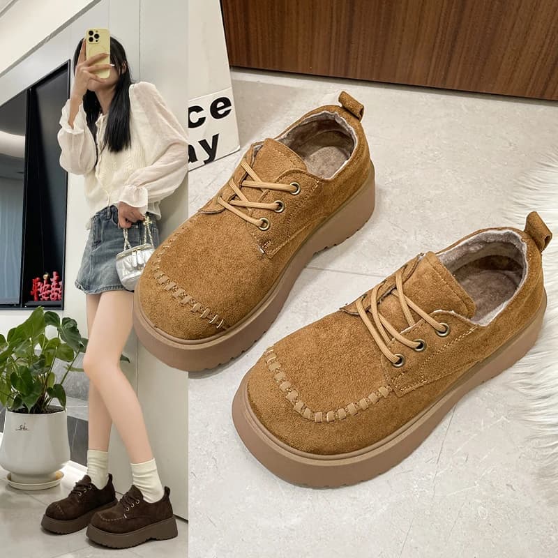 Scarpe da donna impermeabili con lacci e punta tonda con tacco quadrato con suola spessa Scarpe da donna versatili, comode, antiscivolo e traspiranti