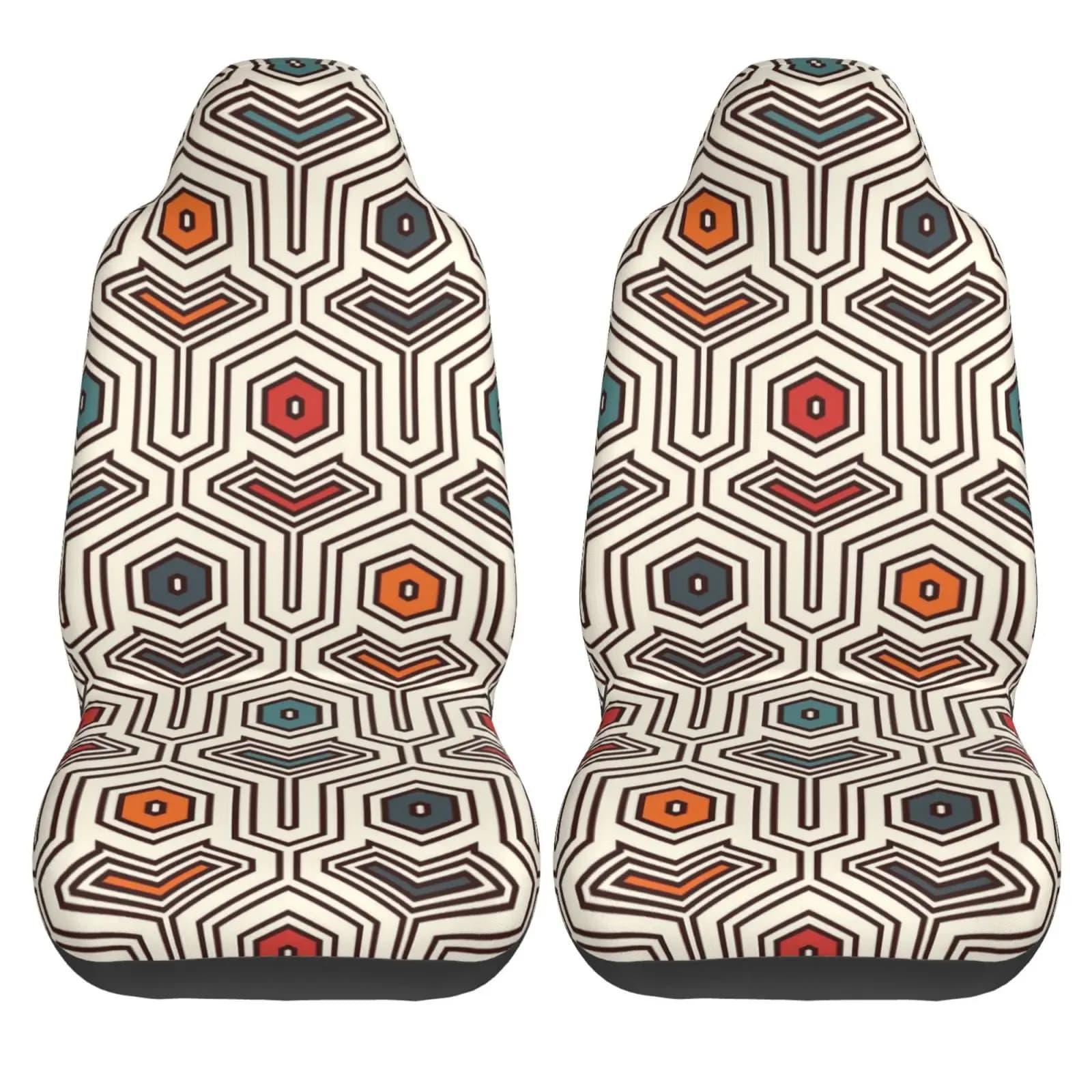 Car Seat Covers with African Ethnic Geometric Pattern Set 2 Pieces Elastic for Interior Car Accessories Car Protections Anti-slip Car Cove