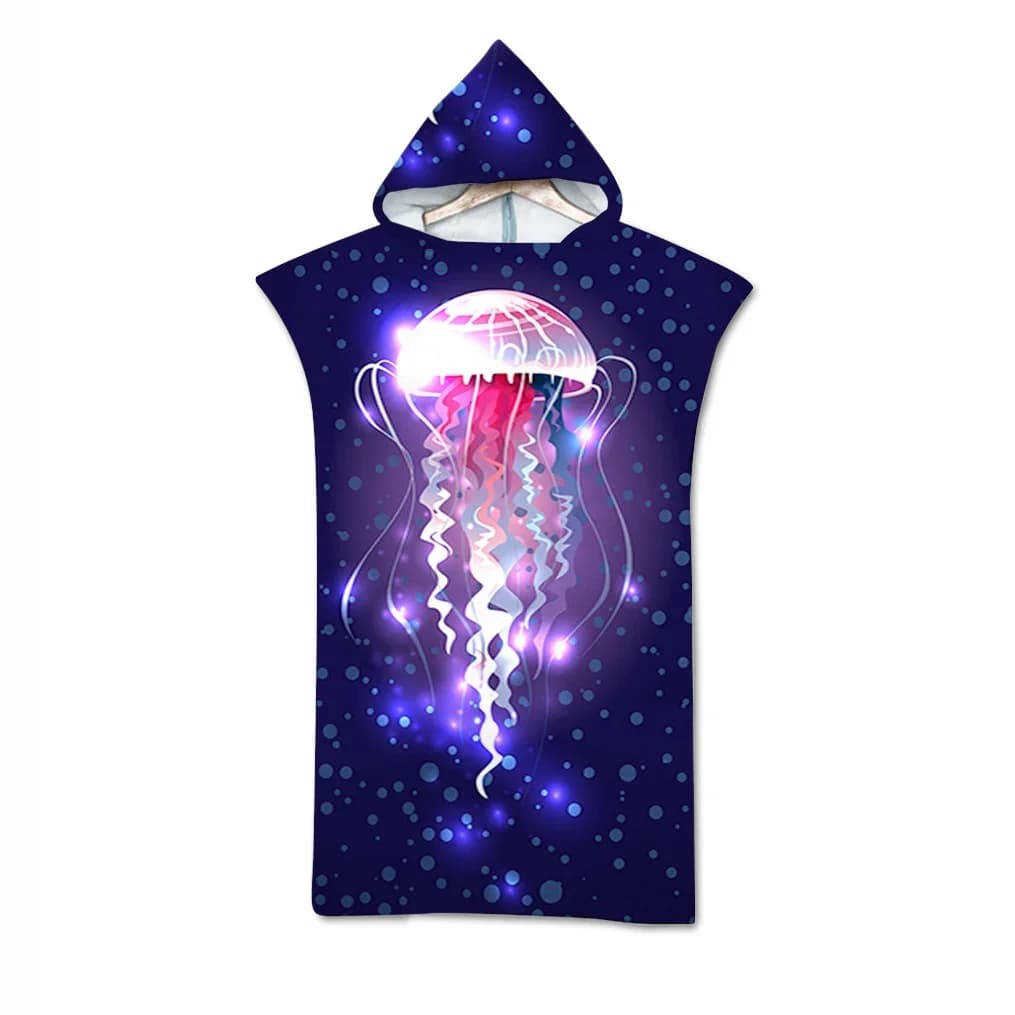 Microfiber beach towel for meduse towel for suits with quick drying hood adult children's towels parent-child poncho bathrobe for Swim Surf