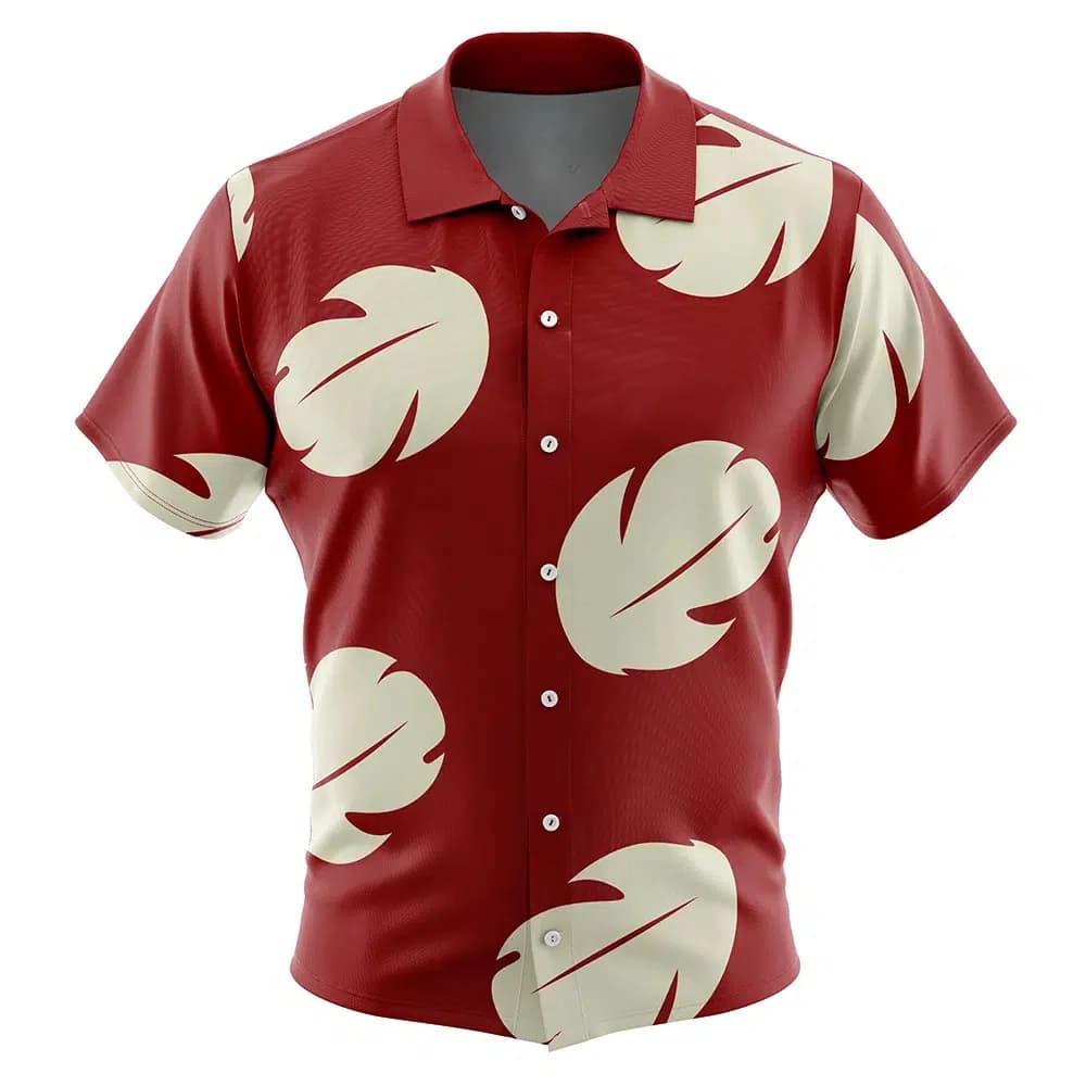 Lilo Dress Pattern Lilo & Stitch Button UpCamicia hawaiana Tendenza moda Traspirante Allentato Versatile Casual Sport Estate Uomo
