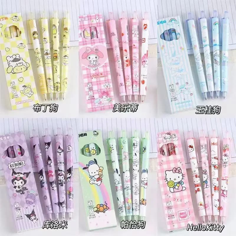 Anime 4 Pz Sanrio Hello Kitty Penna Gel Nera Asciugatura Rapida Kuromi Cinnamoroll 0.5 Millimetri Presse Penna A Sfera Studente Regali di Cancelleria