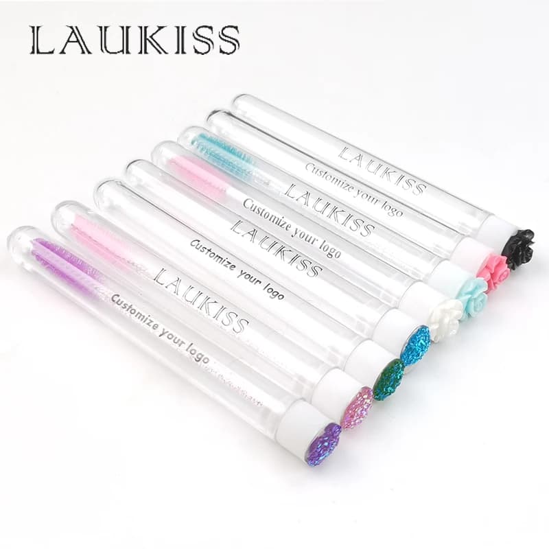 Wall sticker with custom logo 100 pieces Eyebrow Brush Tube for Reusable Eyelash Brush Sticks for Dust Mascara Applicators Makeup Brush