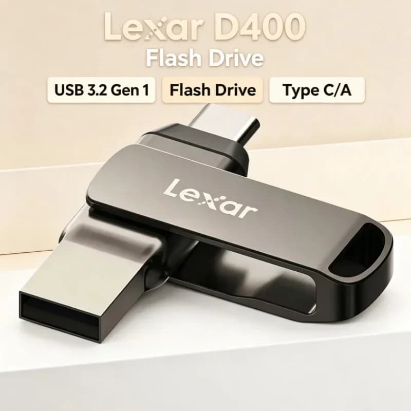 Lexar D400 USB Flash Drive 32GB 64GB 128GB 256GB Type C/A Dual Drive USB 3.2 Gen 1 for PC/Mac