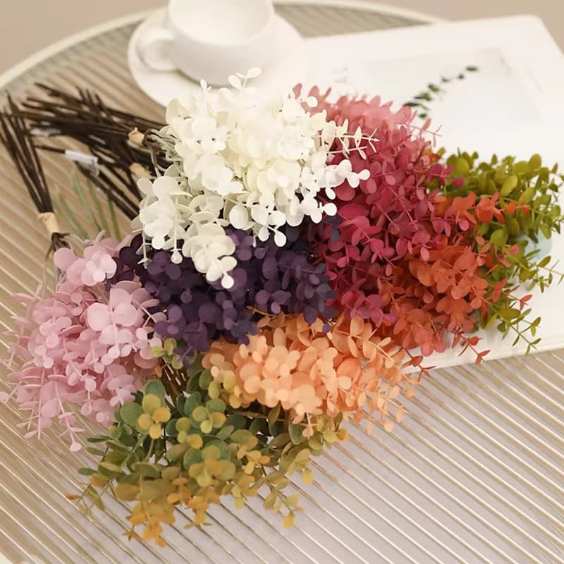 Fiori di eucalipto in plastica, fiori artificiali per composizioni floreali fai da te, decorazioni per la casa, matrimoni, Natale, fiori finti.