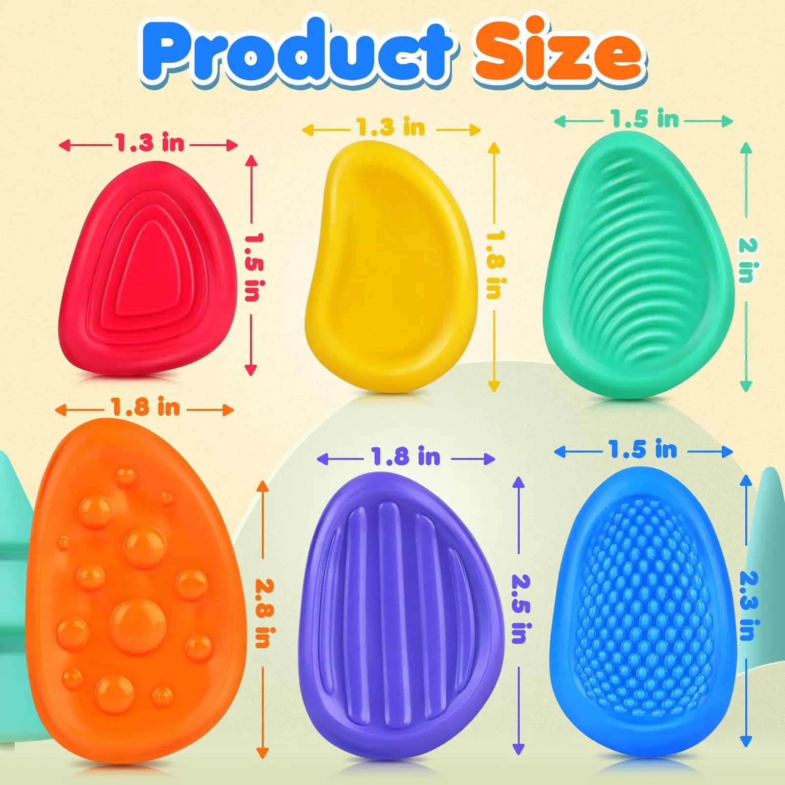 Nuova vendita di giocattoli Fidget per adulti, pietra sensoriale in silicone, confezione da 6, testurizzata per autismo, bambini, calmanti, giocattoli antistress