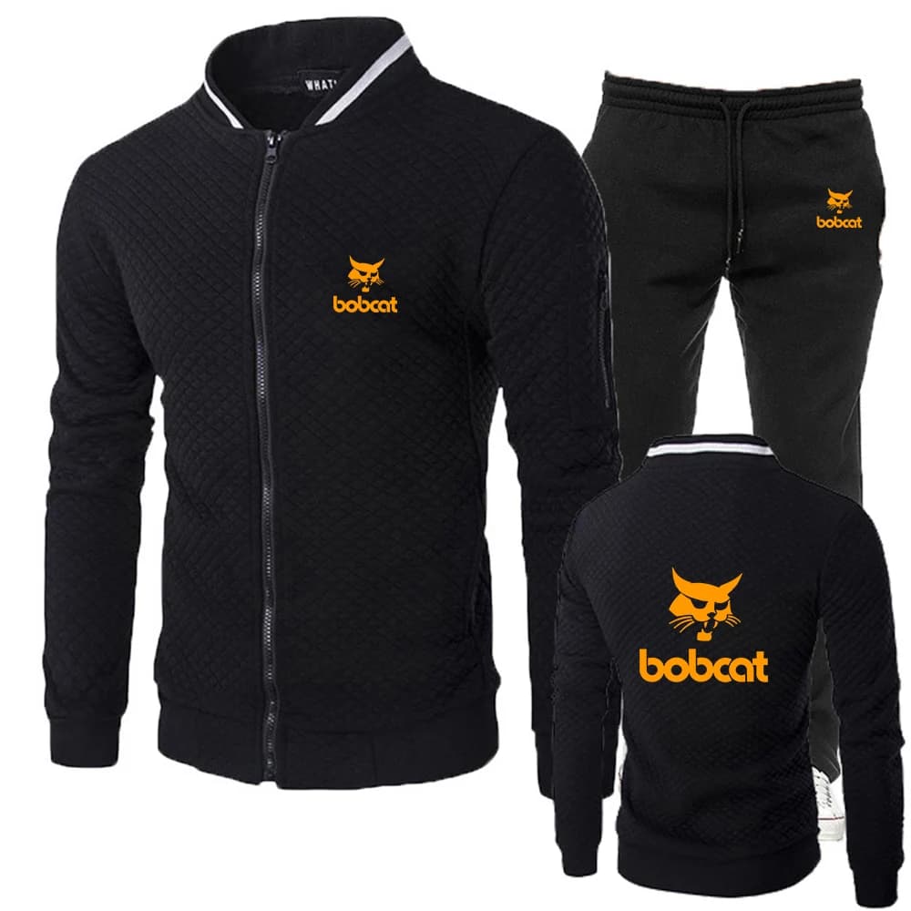 Tute Slim Fit in Tessuto Premium con Stampa Logo Bobcat Heavy Equipment, Classiche e Durevoli, Felpe e Pantaloni Lisci e Puliti