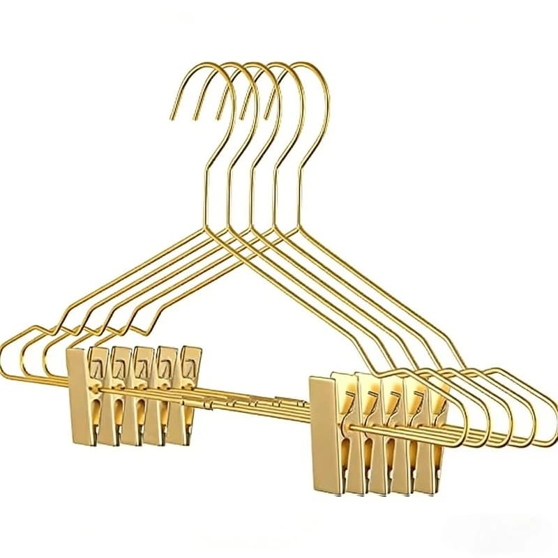 2 appendiabiti in metallo da 16,5 pollici, appendiabiti regolabili con clip color oro rosa per abiti e pantaloni, appendiabiti in filo metallico per armadio e esposizione