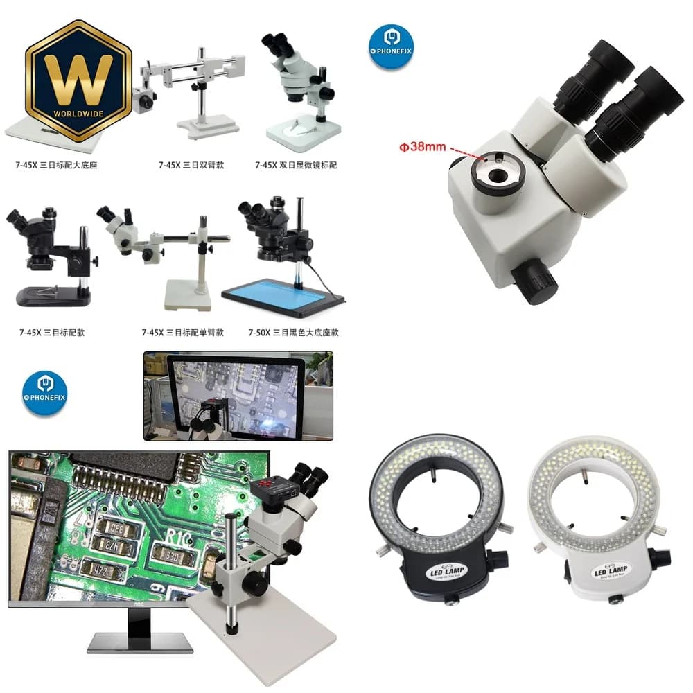Microscopio Stereo Trinoculare per Riparazione CPU di Smartphone e Schede Madri, Attrezzatura per Dissezione Biologica e Ispezione