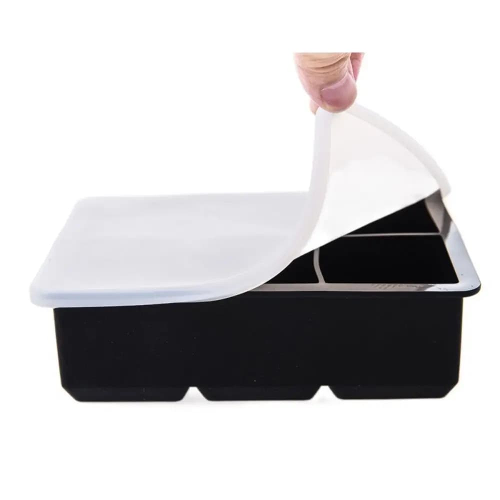 Vassoio per cubetti di ghiaccio grande in silicone BPA gratuito fai da te creatore di cubetti di ghiaccio impilabile riutilizzabile stampo per ghiaccio quadrato per whisky/brandy/cubitera