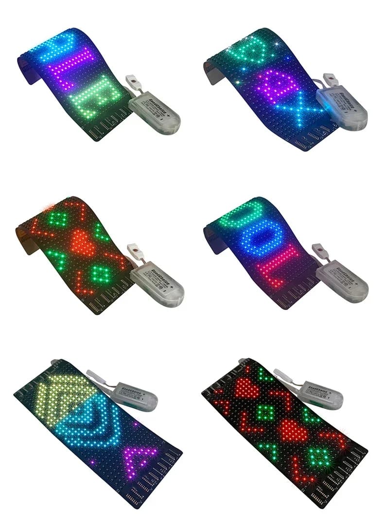 Modulo LED a matrice fai-da-te 16 * 32 Pixel Display flessibile RGB App per schermo a colori o testo Bluetooth Cappello a scorrimento Borsa per vestiti Decorazione per scarpe