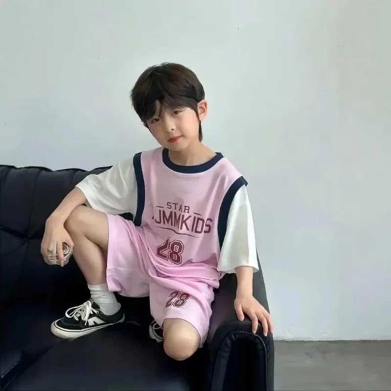 2025 Summer New 2pcs Kids Short Sleeve Set Summer Short Sleeve Set Thin Children's Clothing Quick Dry Sports Suit for 1-12Years