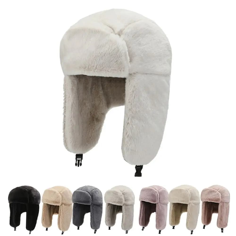 Cappello invernale antivento in peluche spesso da donna e uomo Cappello bomber con berretti da neve russo Colbacco