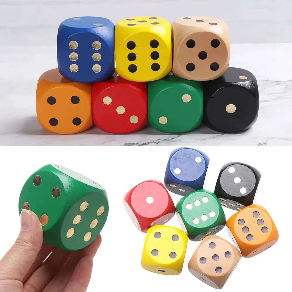 5cm 1pc nuovi articoli per l'intrattenimento a punta in legno massello gioco a 6 lati setaccio rotondo oggetti di scena per scacchi dadi in legno dadi di colore grande