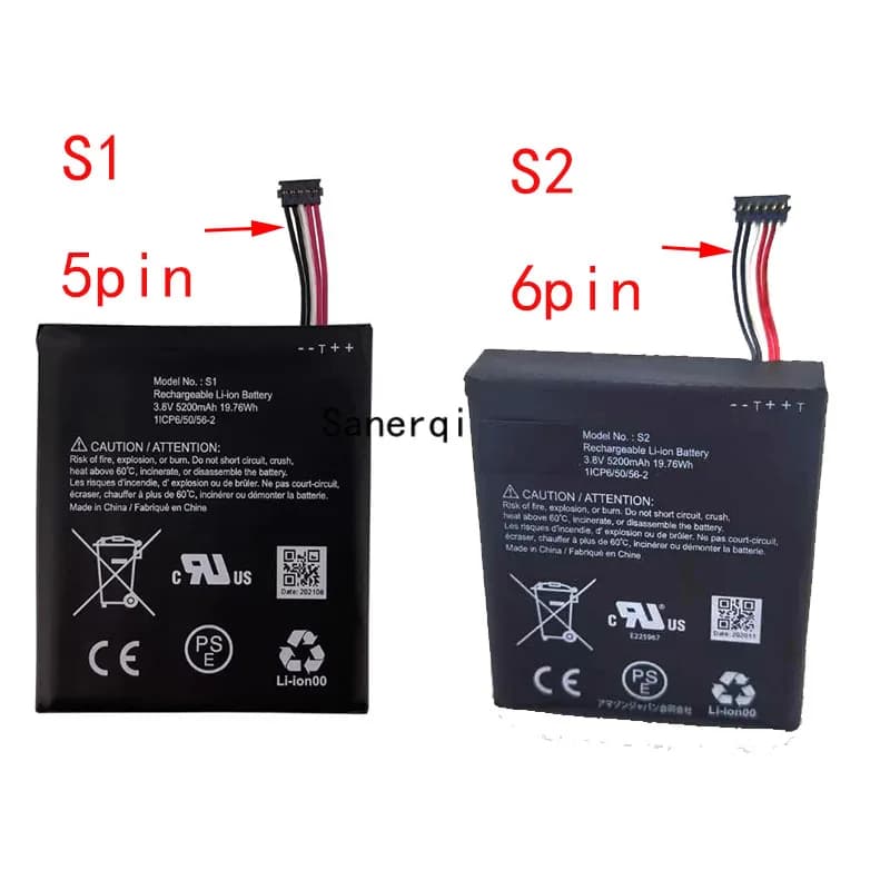 Batteria sostitutiva S1 / S2 per Ring Video Doorbell 2a generazione anno di rilascio 2020