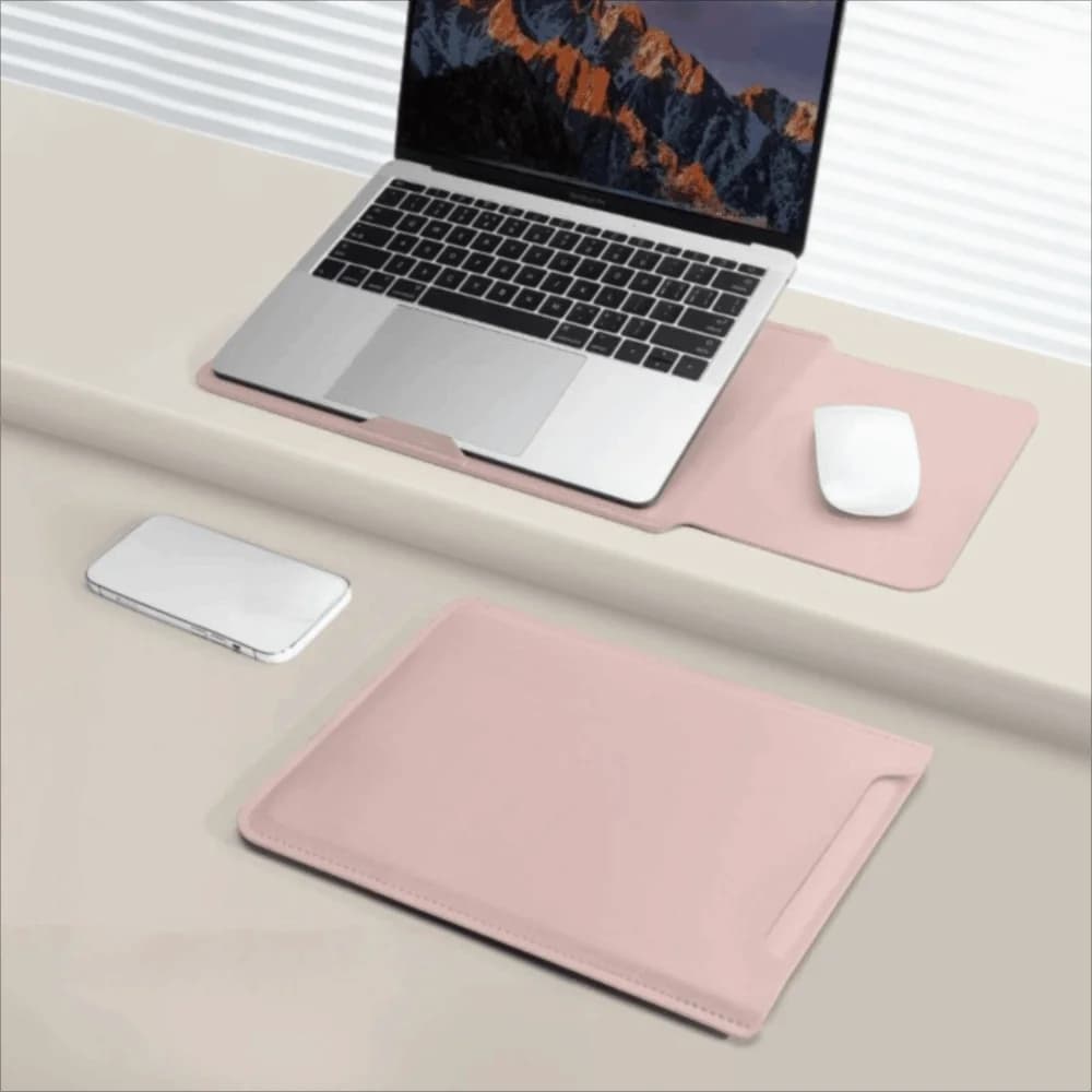 Custodia per Laptop in Pelle PU da 14 Pollici, Regolabile, Antimacchia, Ultra Sottile, Impermeabile, con Supporto Integrato, per Esterni