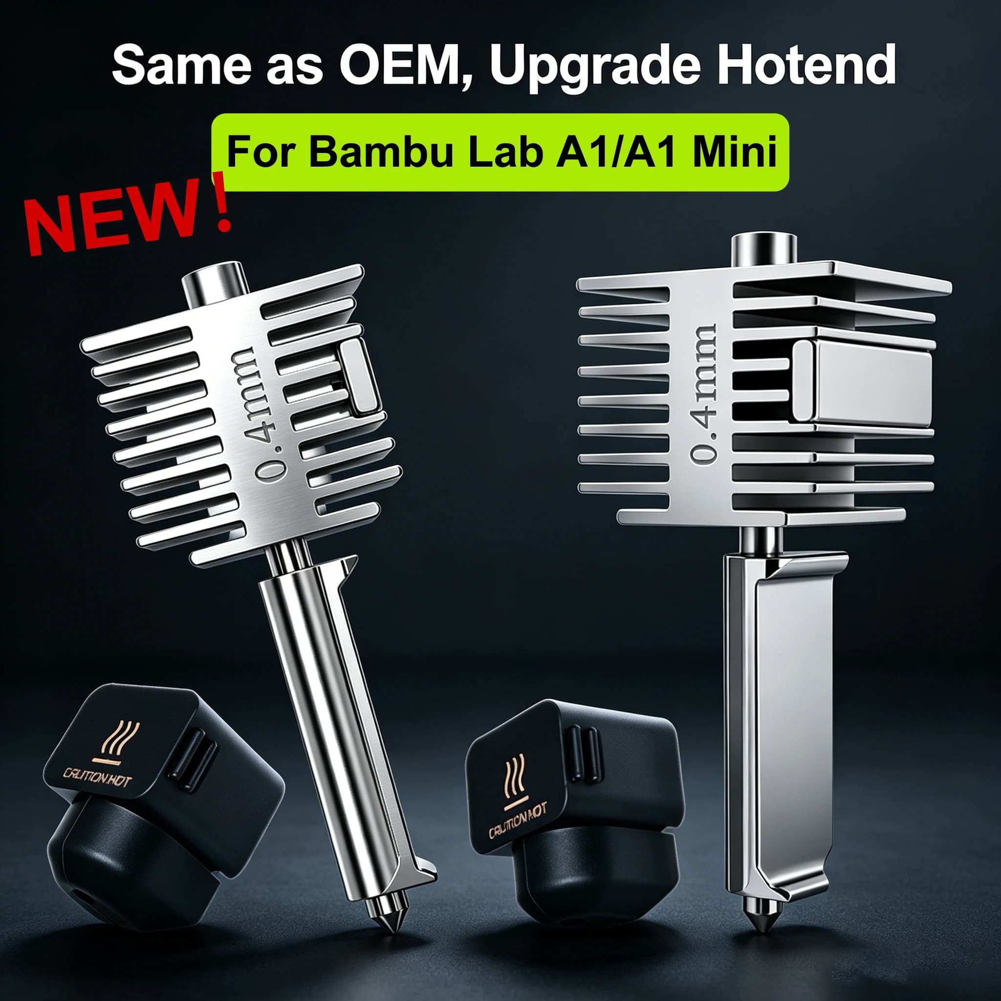 Kit Hotend per Bambu A1 A1 Mini, Hotend All-in-one in acciaio inossidabile con ugello da 0.2/0.4/0.6/0.8mm per stampante 3D Bambu Lab A1