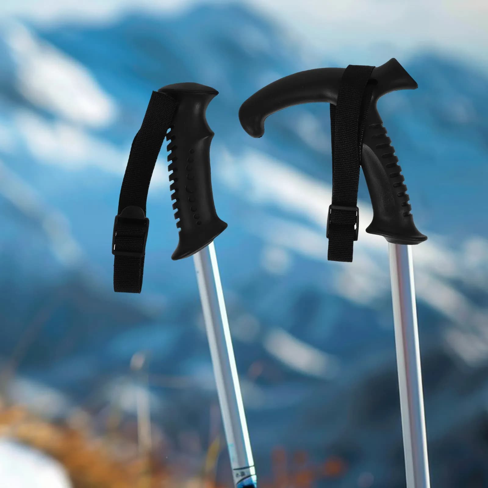 2 Pieces Spare Parts for Black Trekking Stick, 20mm Hole, Plastic, with Comfortable and Secure Strap for Climbing, Walking, Walk Stick, Skiing