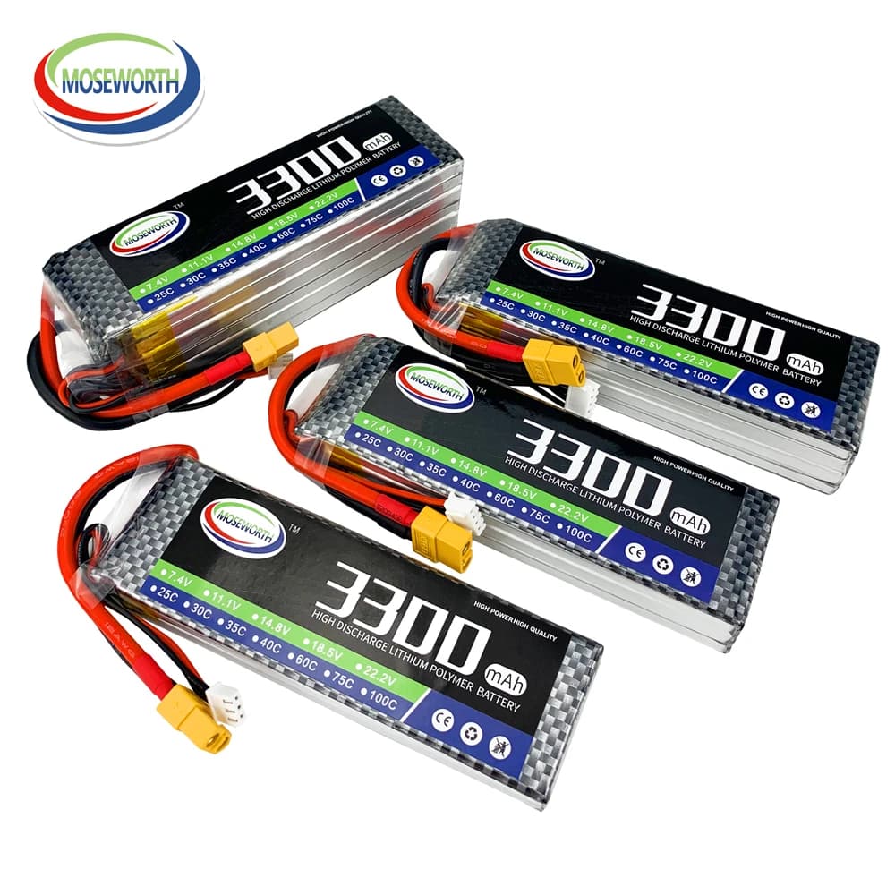 Grande Vendita 2S 3S 4S 6S 1300 1800 2200 3300 4000 12000 16000mAh RC Giocattoli Batteria LiPo Per RC Elicottero Quadcopter Auto Barca Drone