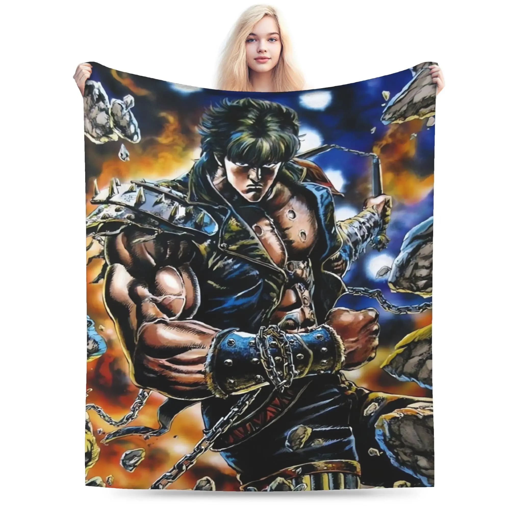Hokuto no Ken Survivor - Coperta Calda e Morbida per Bambini, Plaid in Peluche Estetico, Copriletto in Flanella per Esterni, Copridivano