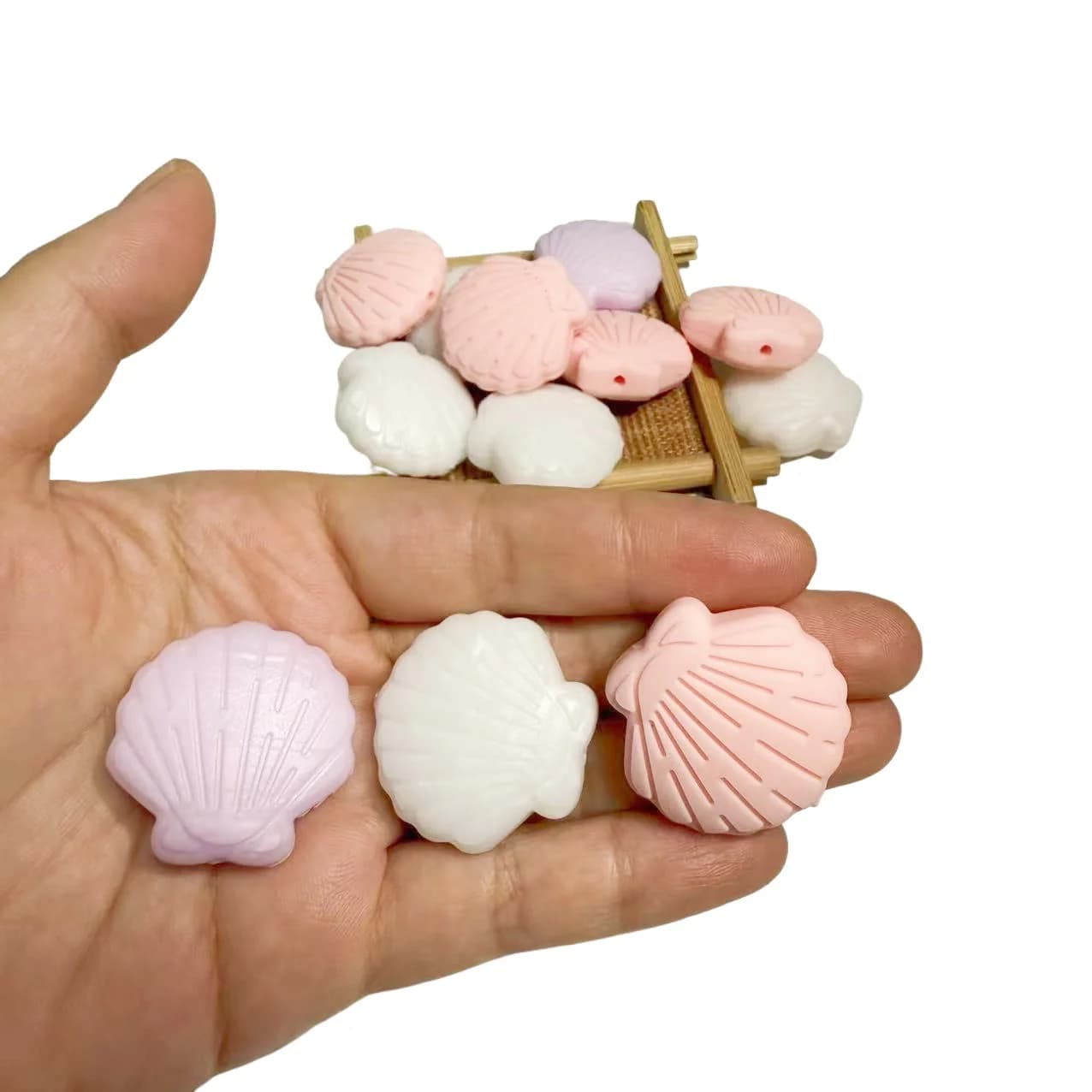 5pcs Silicone 30x26mm Ocean Shell Shape Spacer Bead Charms Pendant for DIY Jewelry Making Necklace Bracelet Keychain Accessories