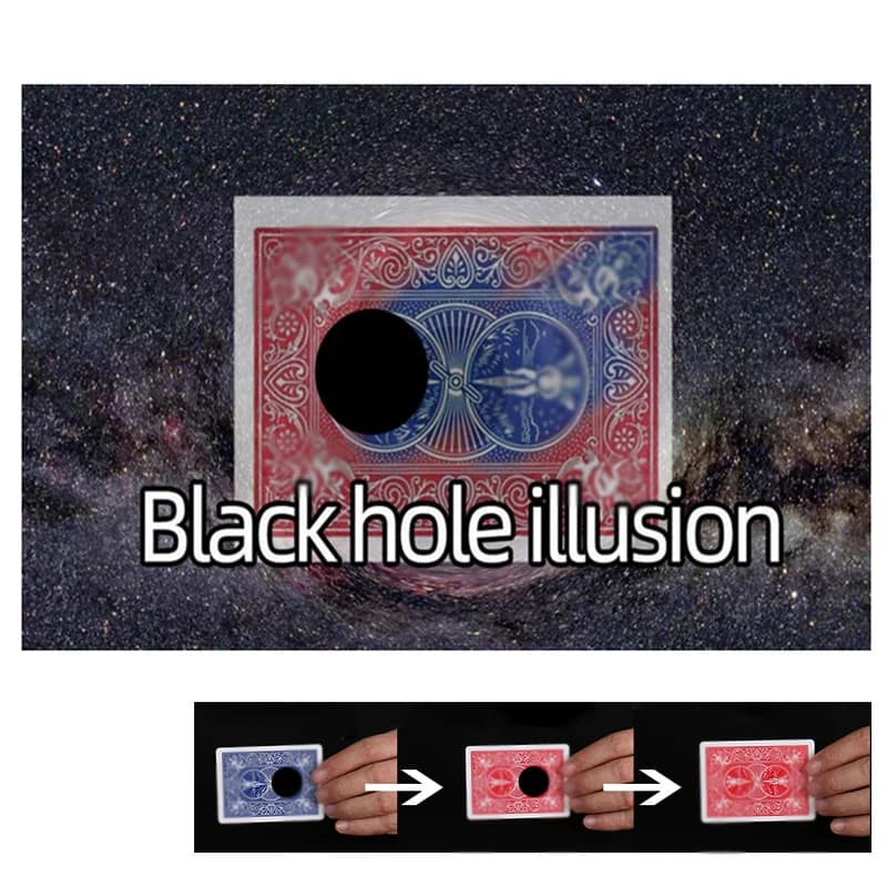 Colore da blu a rosso che cambia il foro nero Trucchi magici Carta che svaniscono Puntelli da vicino Oggetti di scena magici Trucco per illusione Facile da fare
