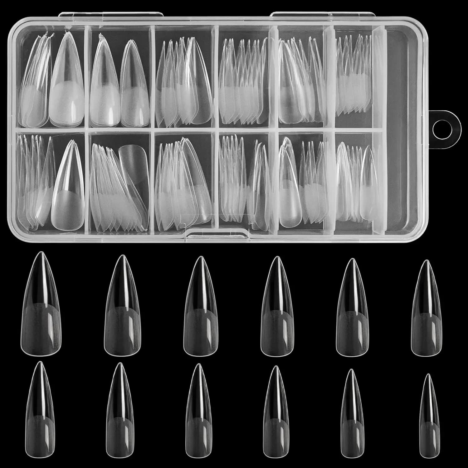 Nail Tips 120 Pieces Transparent Fin Nails Artificial Full Cover 12 Size Acrylic print on nails for beauty salon for nail extension