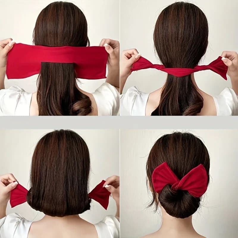 3 pezzi Lazy Twist Clip Bigodino da donna Clip soffice Cintura arricciacapelli in marmo Pettinatura Testa Arco Copricapo Accessori per arricciatura magica da donna