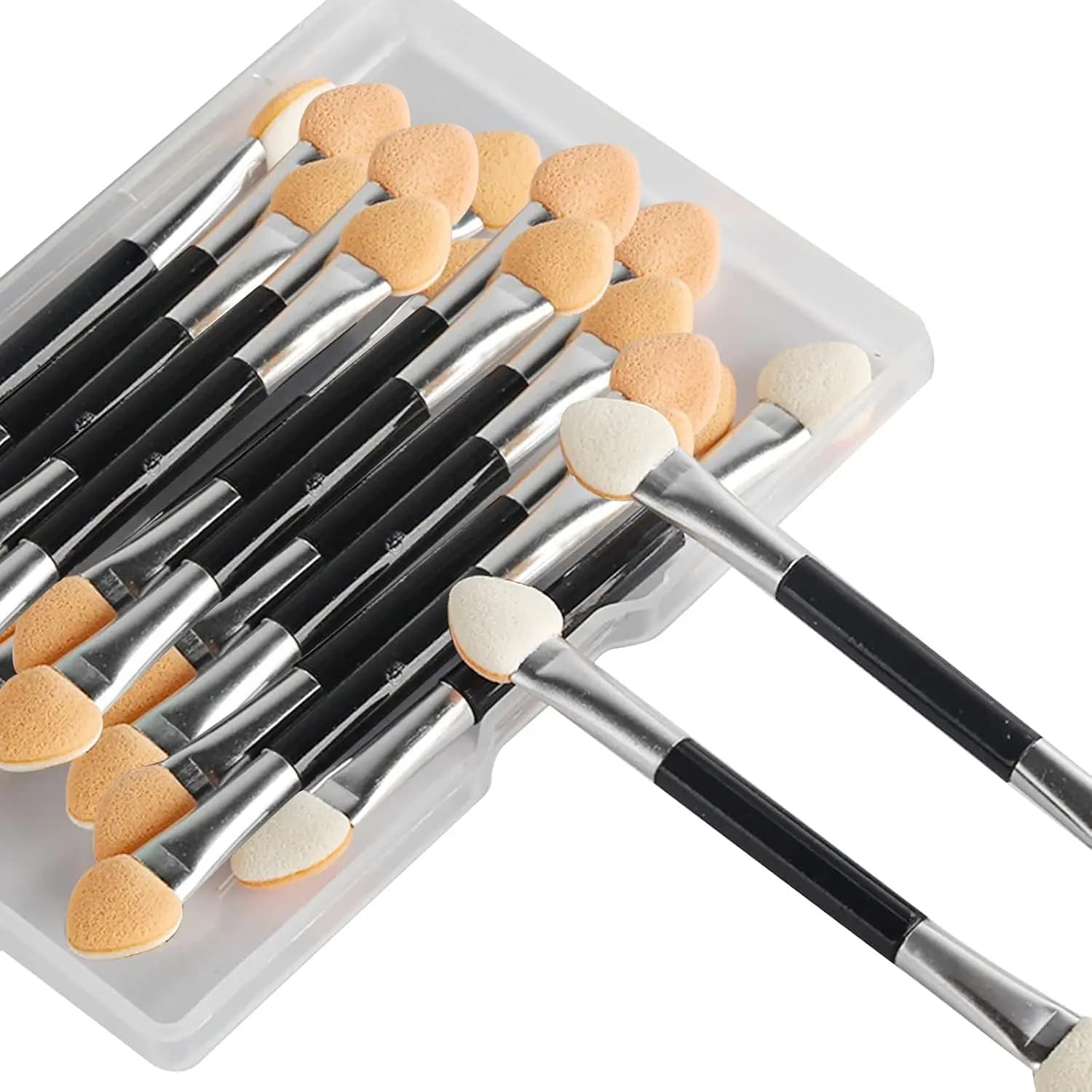 30 disposable sponge applicators for double face shadow, black soft brushes for makeup for women and girls