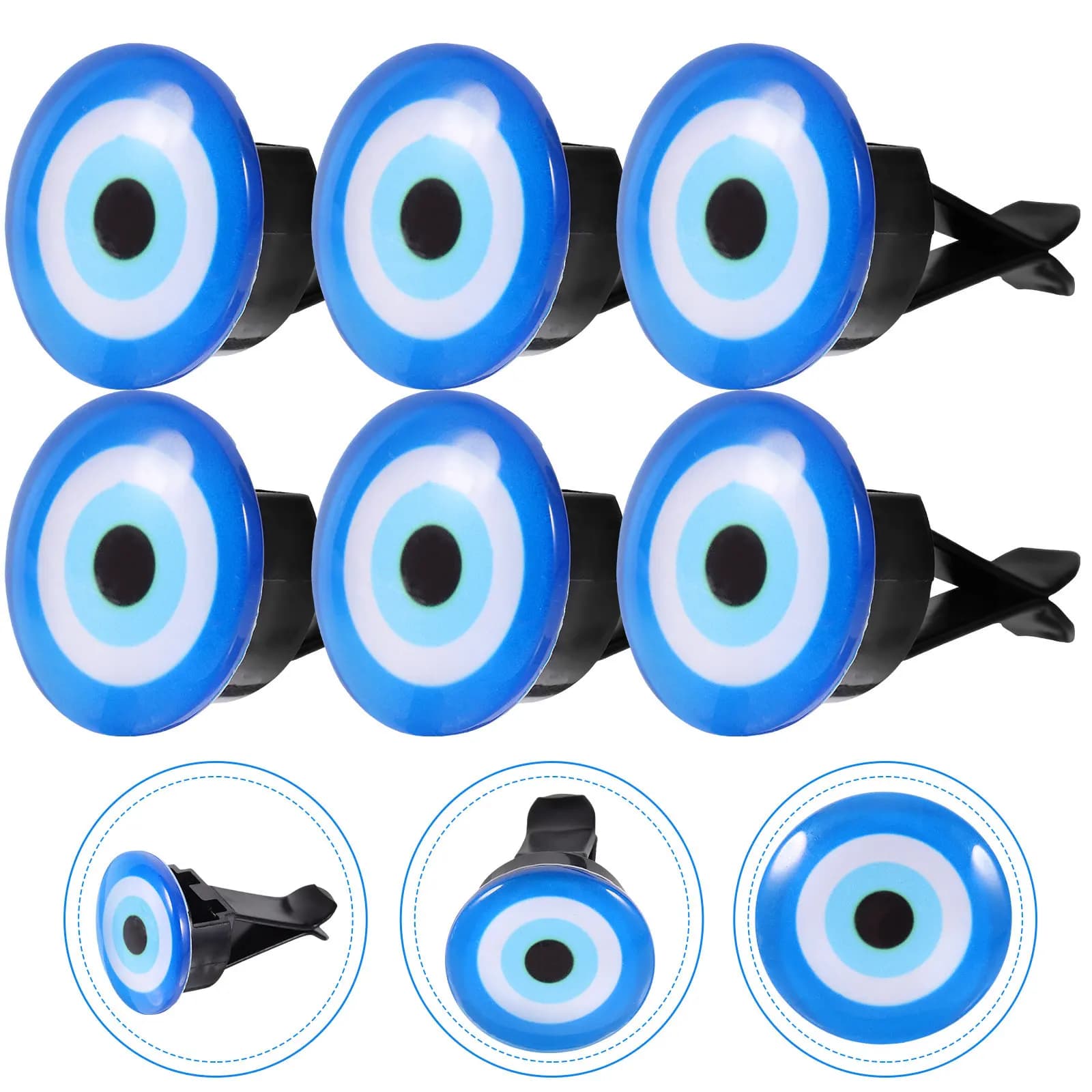 6Pcs Car Outlet Clips Evil Eye Air Freshener Diffuser Decorative Car Vent Clips Dashboard Decor Dashboard Decorations