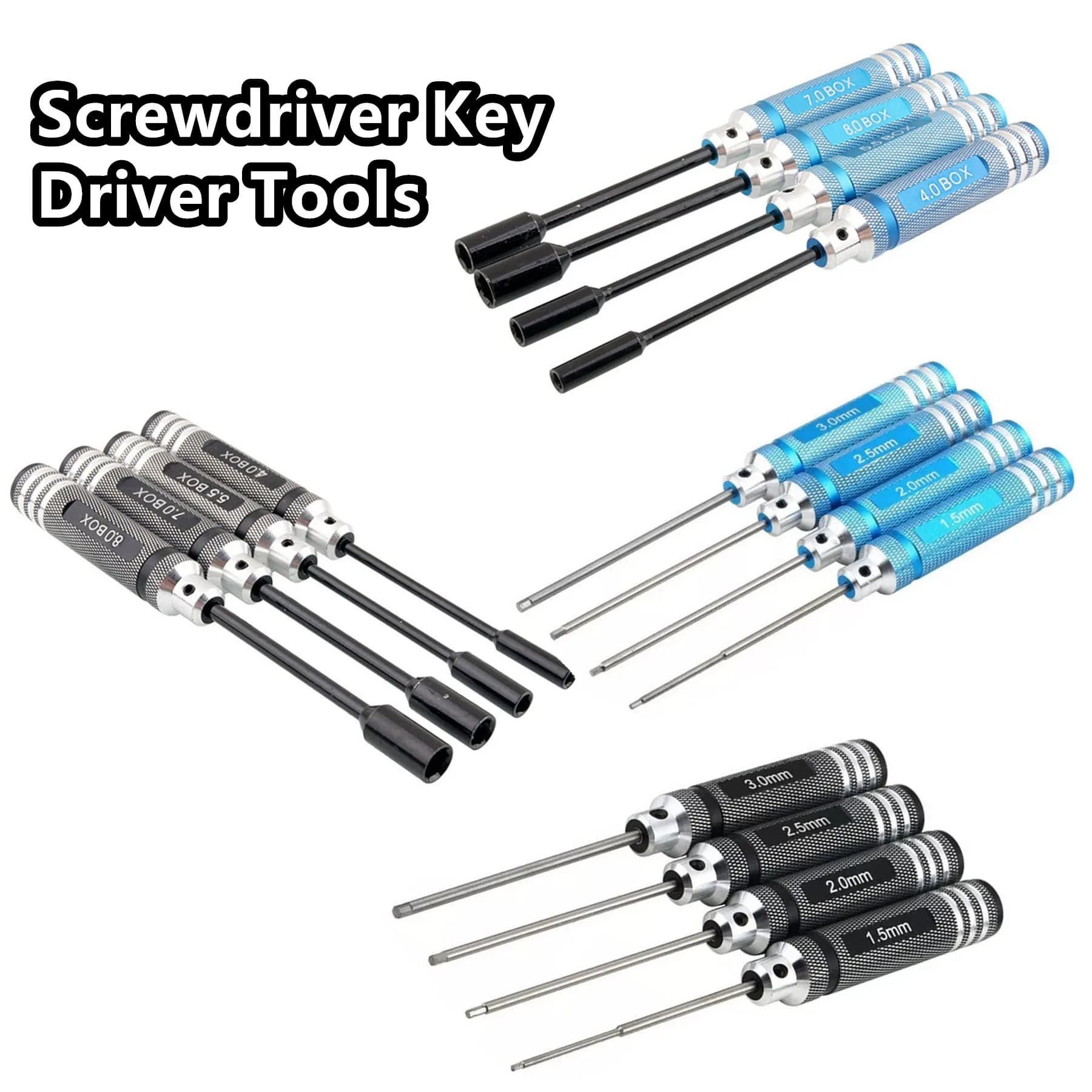 Set di cacciaviti esagonali in titanio da 4 pezzi 1,5/2,0/2,5/3,0 mm - Acciaio temprato per auto/elicottero/barca RC - Strumenti di riparazione durevoli