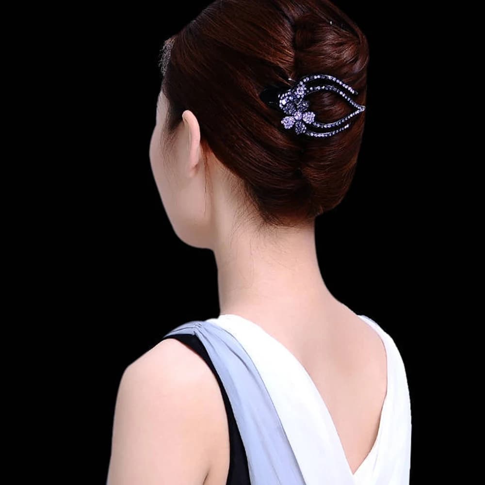 Korean Headwear Shiny Large Size Disk Hair Crystal Flower Hairgrip Hair Accessories Crystal Hair Clip Hair Claws